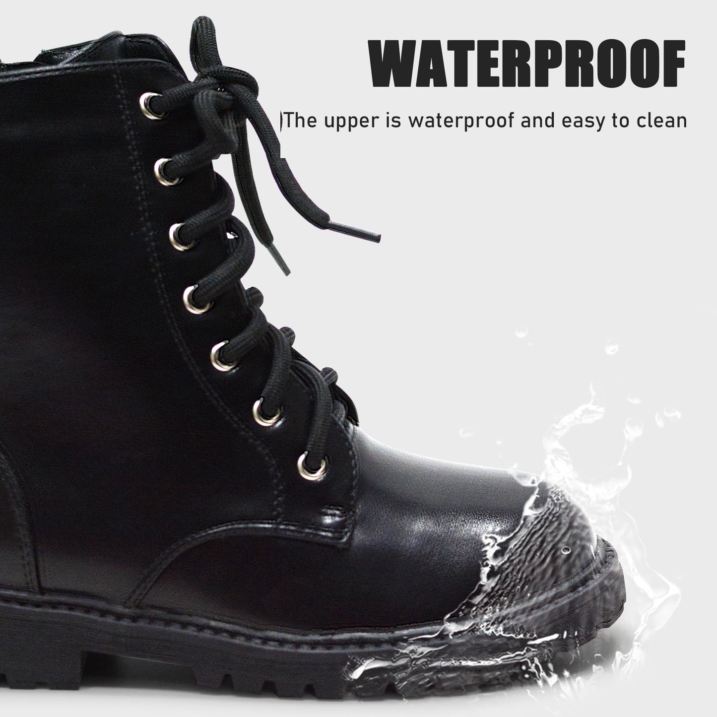 Kids Side Zip Combat Ankle Boots