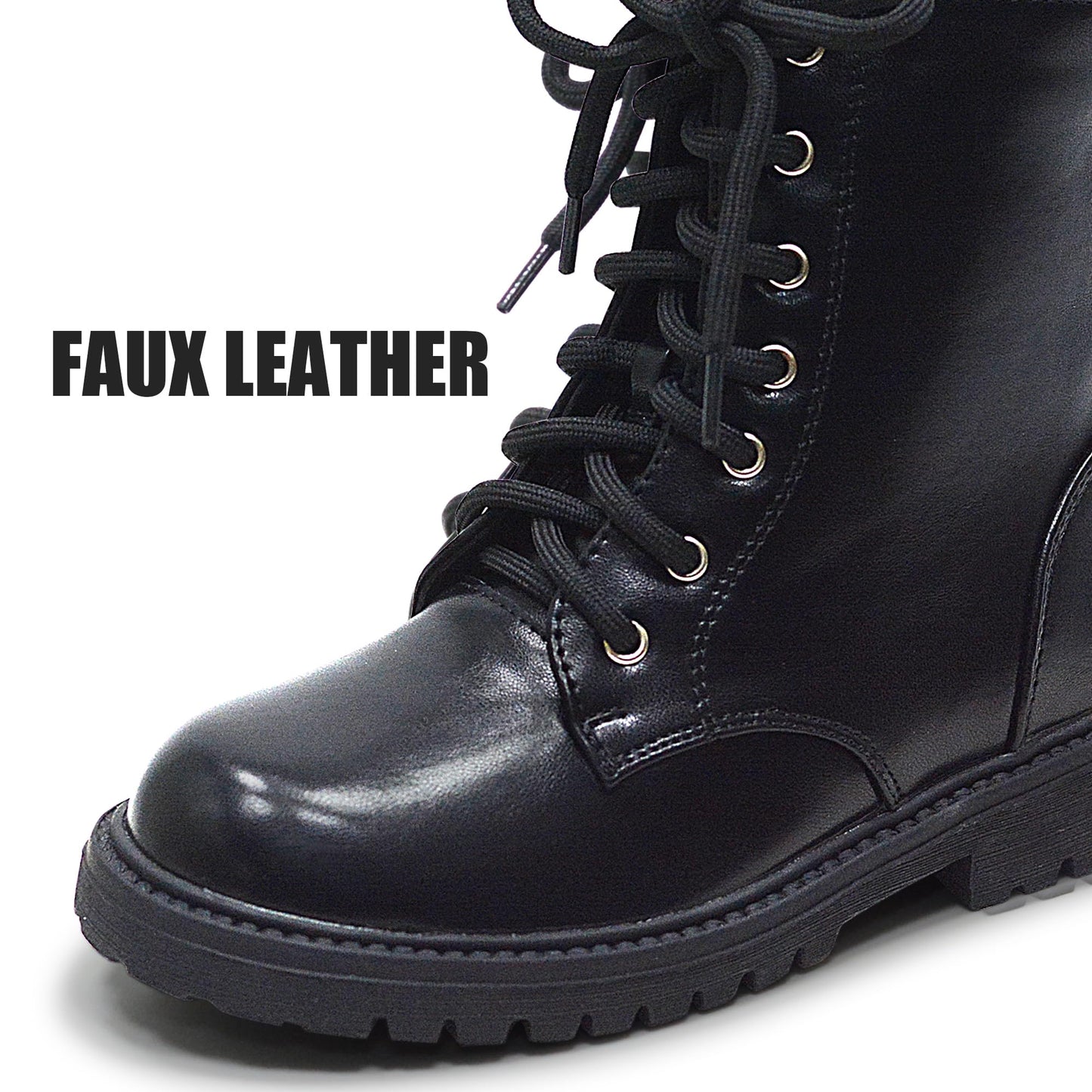 Kids Side Zip Combat Ankle Boots