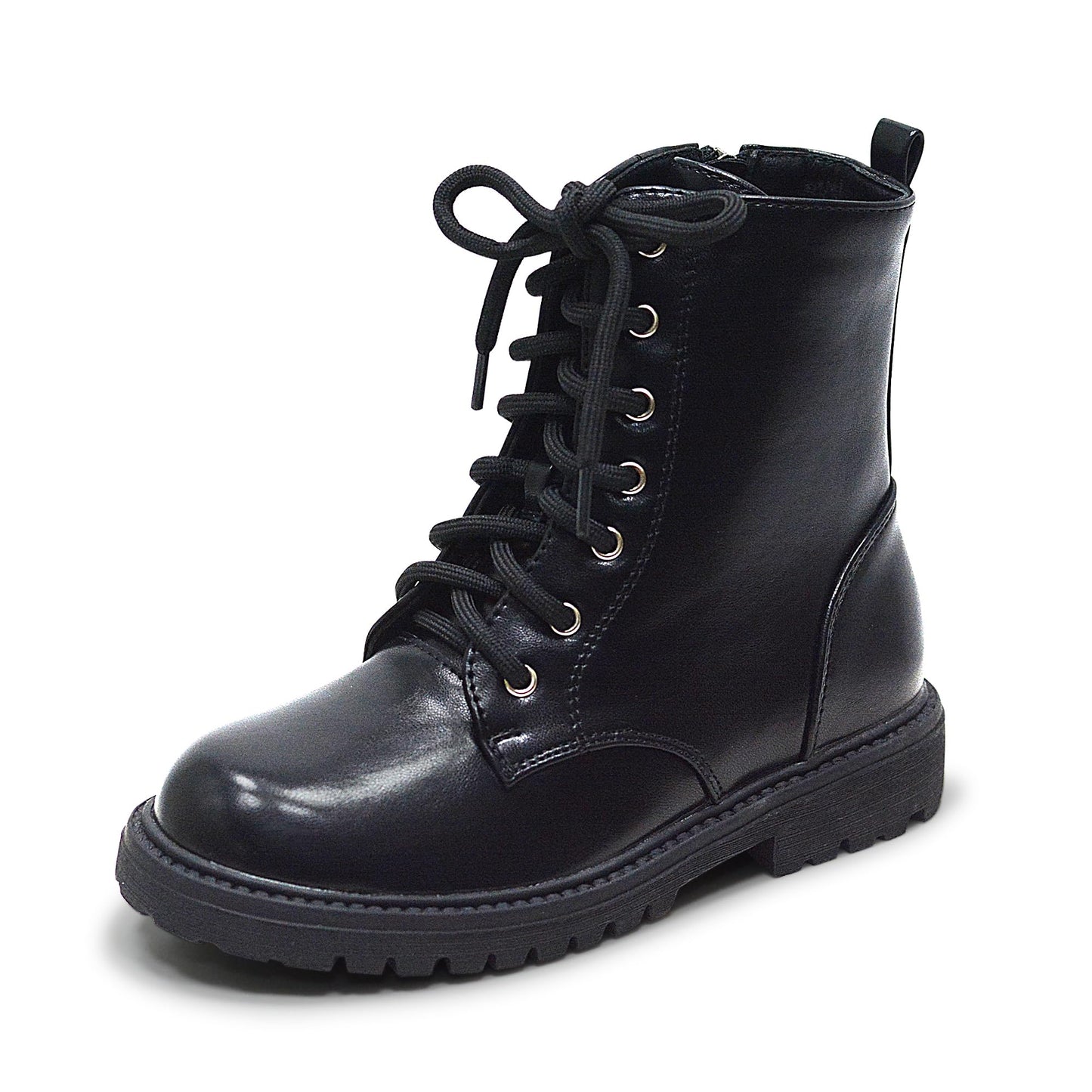 Kids Side Zip Combat Ankle Boots